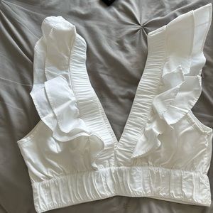 Abercrombie & Fitch Drama collar ruffle poplin top